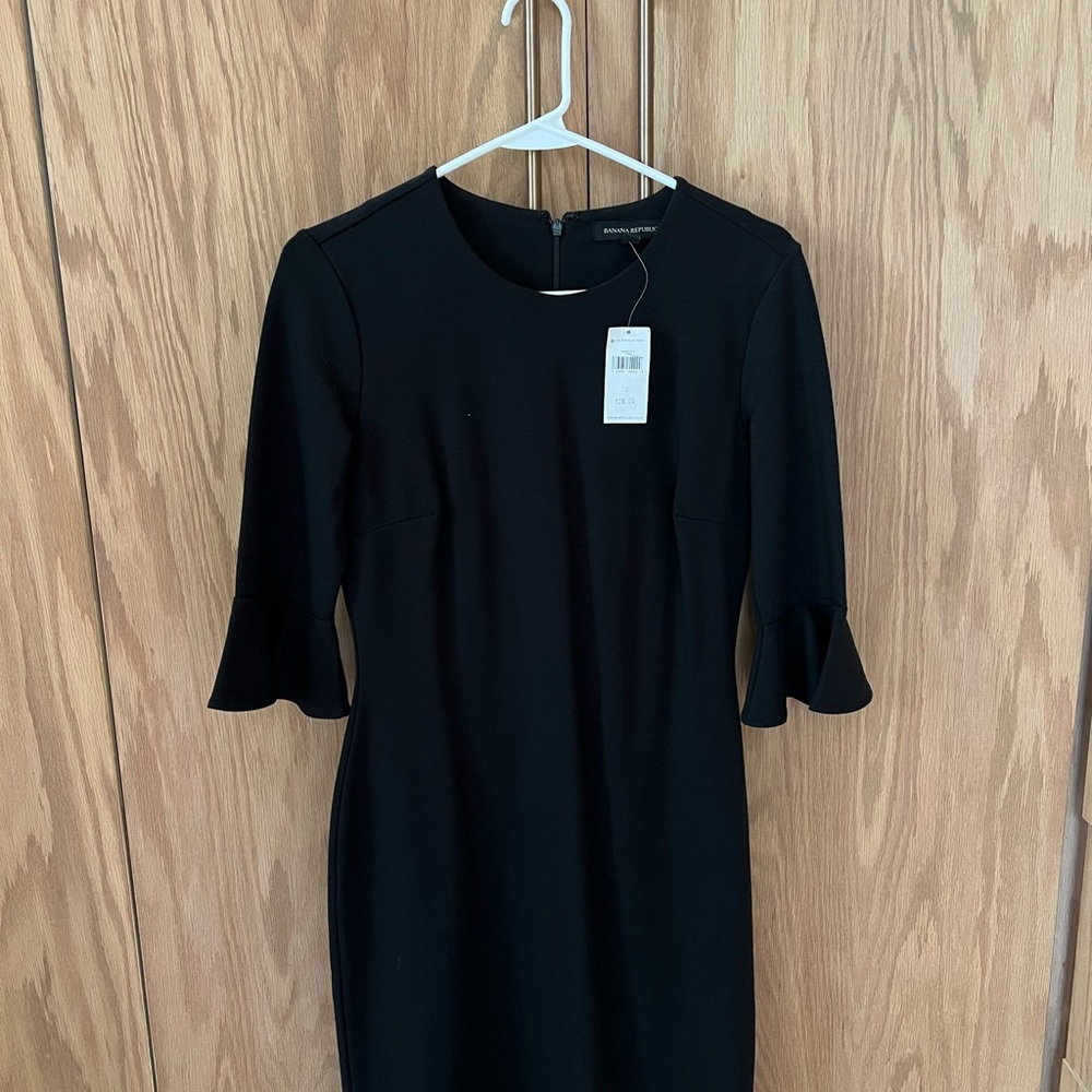 Banana Republic Black Long Sleeve Professional Dress